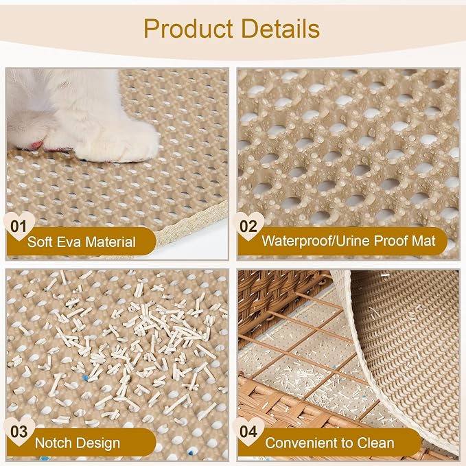 Snughome Cat Litter Box Enclosure Furniture Hidden with Litter Mat, Hidden Washroom Furniture with Door, Handwoven Rattan Cat Washroom Box, Indoor Pet House for Living Room, Bedroom(Natural)