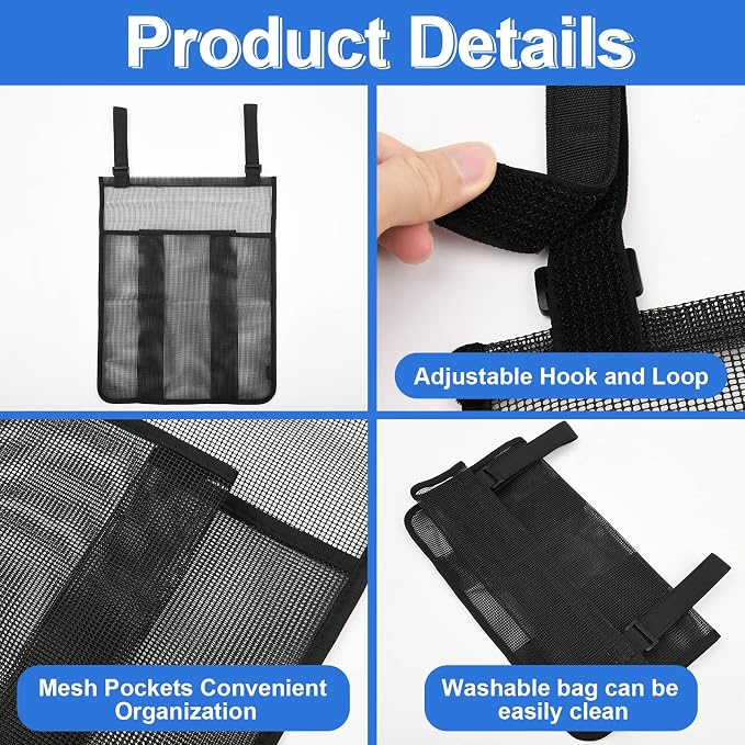 2 Pieces Trampoline Shoes Bag, Black Trampoline Storage Mesh Bag with 2 Hook and Loop Strap, Trampoline Shoe Holder, Indoor Fitness Shoes Organizer, Trampoline Equipment Bag Trampoline Accessories