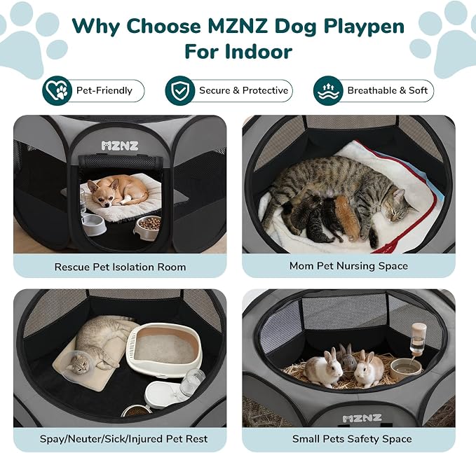 Dog Cat Small Animal Puppy Playpen Crate, Small, Dark Grey | Portable Pop Up Pet Cage Enclosure Tent Kennel Indoor Outdoor with Carrying Case, No Assembly, Camping Use