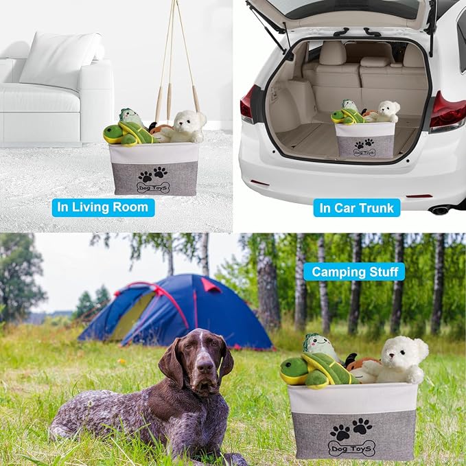 Large Dog Toy Basket Foldable Dog Toy Box Dog Toy Bin for Dog Chew Toy Accessory