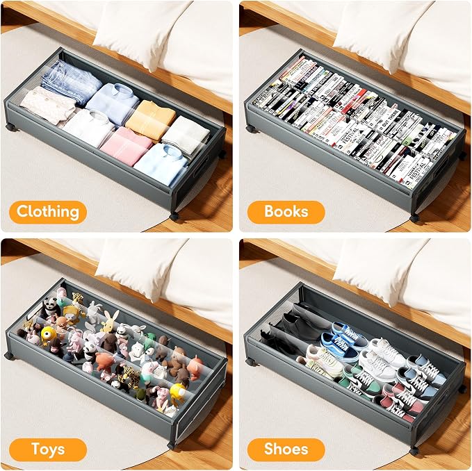 Under Bed Storage with Wheels，1 Pack Under Bed Storage Containers,Underbed Shoe Storage Bedroom