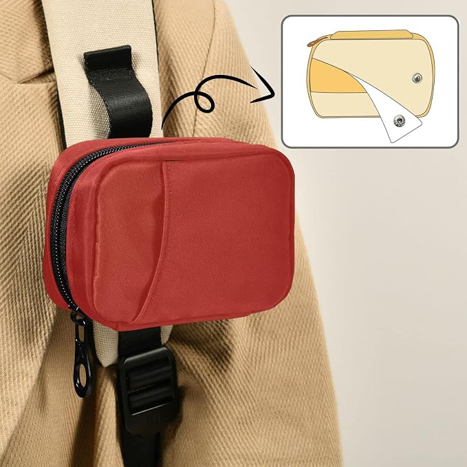 Basic Red Pill Case, Portable Weekly Pill Box Bag Container 7 Days Pill Organizer Vitamin Supplement Holder with Zipper for Travel Family Business