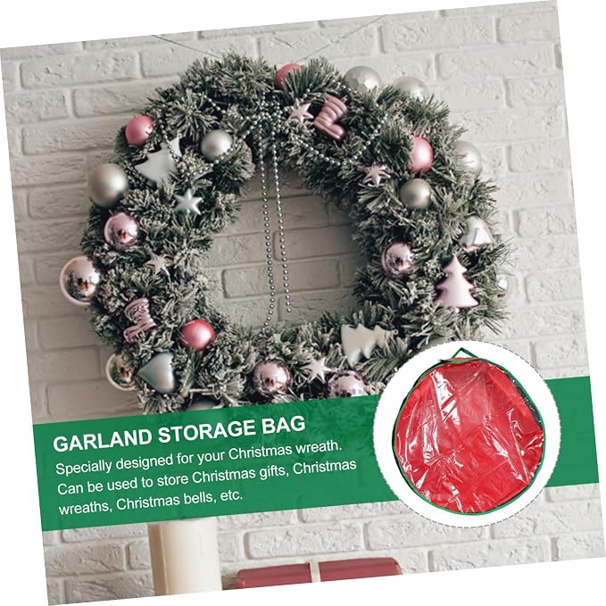 Cabilock 1Pc Christmas Garland Storage Bag with Clear Window Wreath Container for Holiday Decorations and Dust for Wedding and Party Supplies