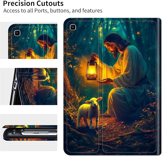for Samsung Galaxy Tab S5e 10.5" 2019 SM-T720/T725 Case | Slim Leather Smart Cover with Multi-Angle Anti-Slip Stand [Auto Wake/Sleep] Shell for Women Men, Man Sheep Forest
