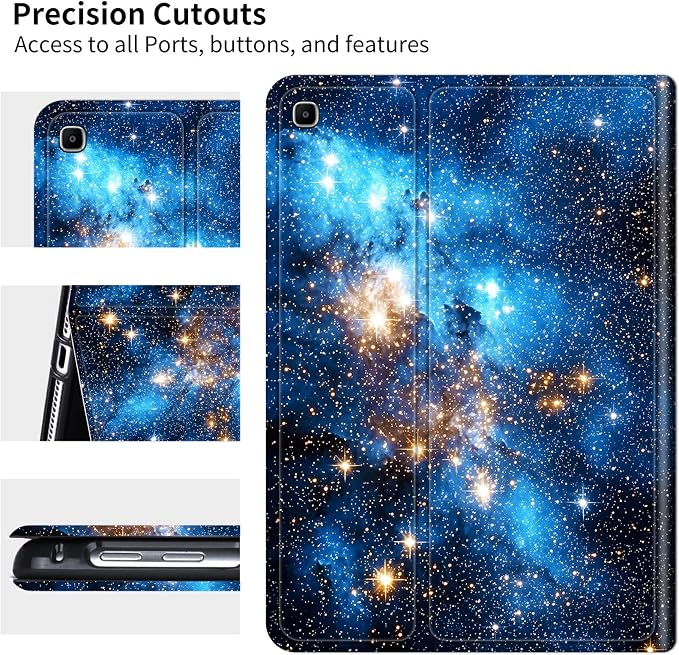 for Samsung Galaxy Tab S5e 10.5" 2019 SM-T720/T725 Case | Slim Leather Smart Cover with Multi-Angle Anti-Slip Stand [Auto Wake/Sleep] Shell for Women Men, Blue Galaxy