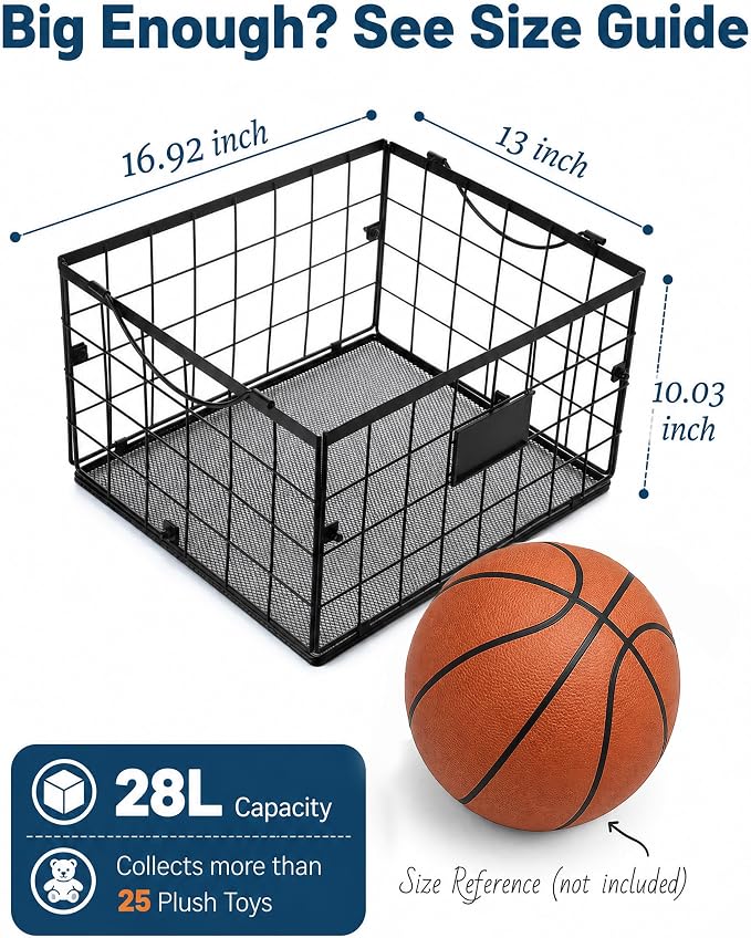 Dog Toy Basket, Storage Bin for Pet Toys, Organizer for Dogs (Black, Large)