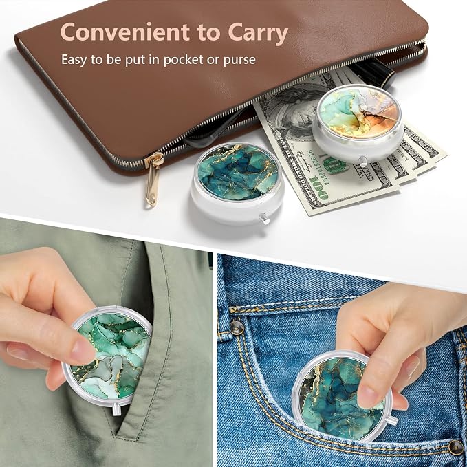 Pill Box, Small Pill Case for Purse & Pocket, Travel Medicine Organizer | Cute Travel Medicine Organizer, Portable Medicine Container Holder to Hold Vitamins, Medication, Fish Oil & Supplement