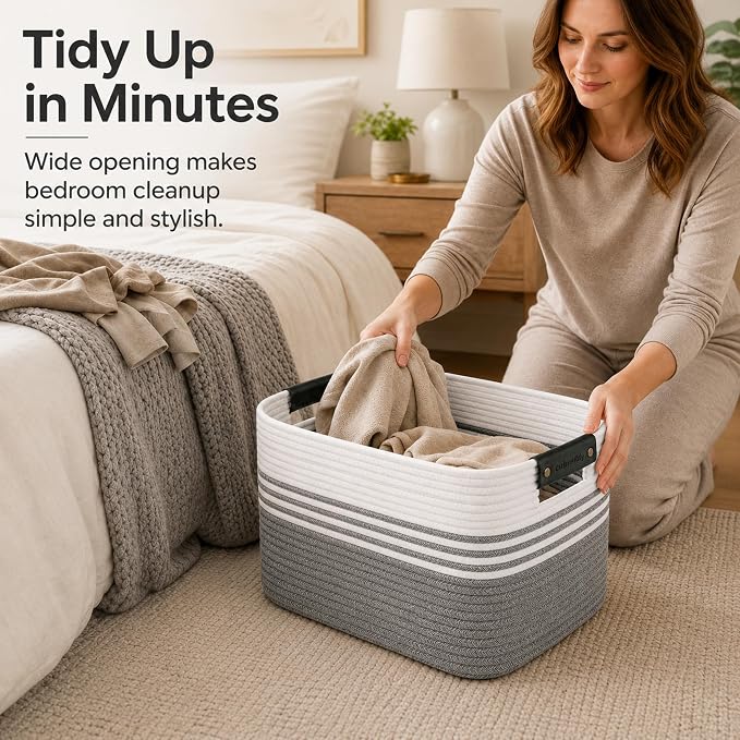 19.2GAL Sturdy Large Laundry Basket with Handles for Bathroom, Dorm Dirty Clothes, Portable Aesthetic Boho Cute Woven Storage Blanket Baskets for Living Room Decor Girls Boys Pets Toys Mix Black
