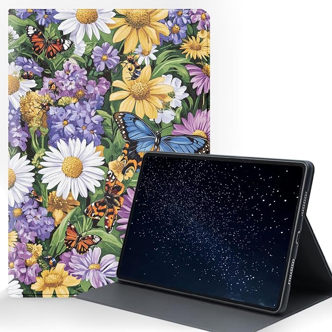 for Samsung Galaxy Tab A 8.0 2019 (SM-T290/T295) Tablet Protective Cover with Adjustable Stand and Magnetic Auto Wake/Sleep,Flower Butterfly