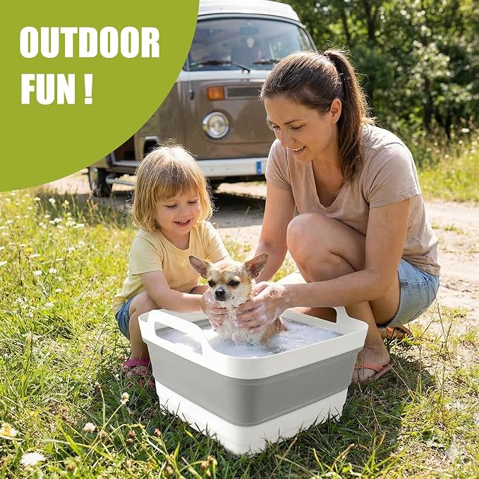 9L Small Puppy Kitten Bath Tub: 12IN Collapsible Tiny Dog Cat Shower Tub | Portable Bathtub for Chihuahua Yorkie Pomeranian Bichon Maltese Shih Tzu Toy Poodle, Foldable Washing Station Indoor Outdoor