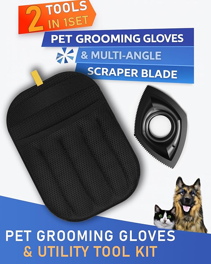 Magic Brush Pet Hair Removal & Mini Pet Hair Remover Tool – Newly Upgraded Reusable Electrostatic Pet Hair Remover Glove for Clothing, Couch, Bed, Carpet & Car Seat (Black)