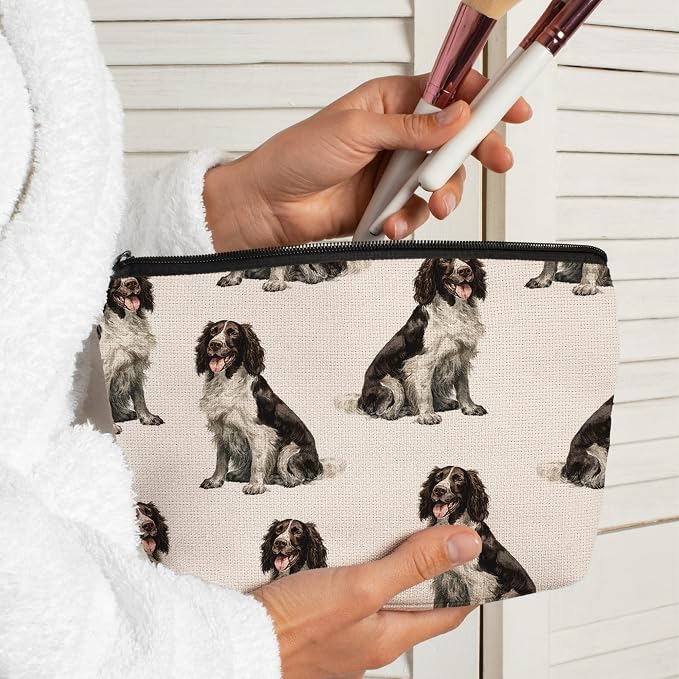 English Springer Dog Makeup Bag, English Springer Lovers Gifts Cosmetic Bag for Women, Dog Mom Lovers Owner Gifts for Women Christmas, Pet Lover Gift Zipper Travel Makeup Pouch for Purse