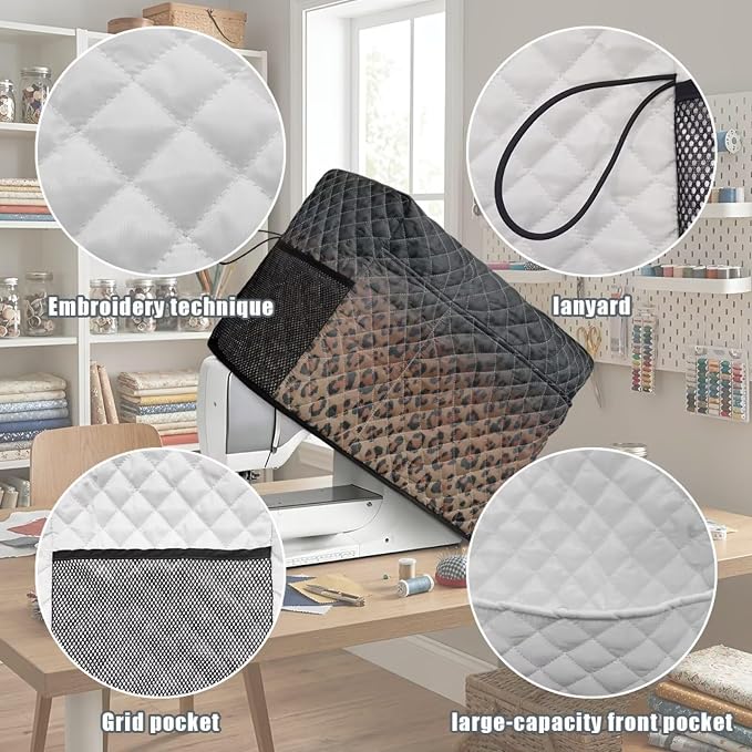 Sewing Machine Cover Polyester Febric Gradient Leopard Spot Print | Dust Pet Hair Protection,Quilting Design,Fits Standard Singer,Brother Janome Machines,Protecting Decorating Your Sewing Space