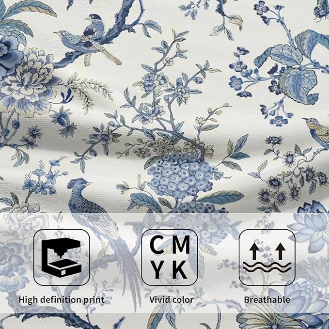 Giwawa Chinoiserie Hand Towels- Blue White Birds Floral Decorative Towel Set of 2- Classic Oriental Style Flowers Face Towel Soft Absorbent Dish Wash Cloth for Hotel Bathroom Gym Guest