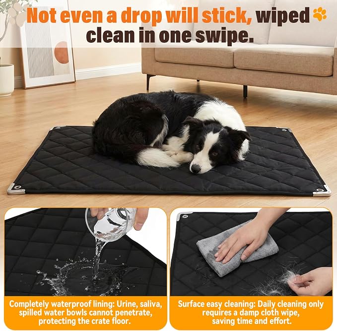 Brobear 35" x 22"Chew Proof Crate Pad for Aggressive Chewers | 35" x 22",With Reinforced Metal Edges and Metal Rings, Suitable for Stubborn Chewers and Puppies in Teething Stage Suitable