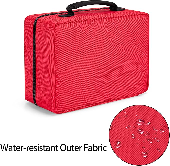 Trunab First Aid Trauma Bag with 2 Inner Flaps, Medical Supplies Pouch,Red | Empty Bag with Hand Strap, Customizable Interior for Home or Outdoor Use