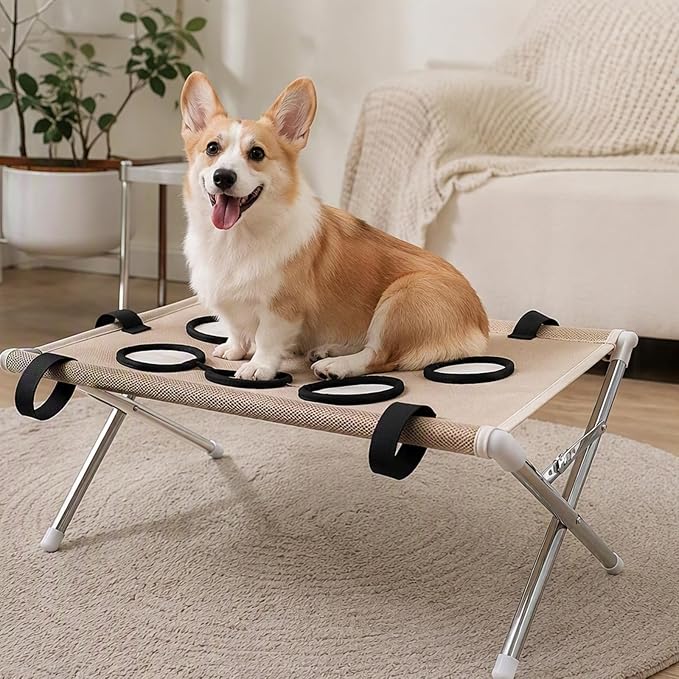 Foldable Dog Grooming Table, Pet Hammock with Stand for Small Dogs & Cats