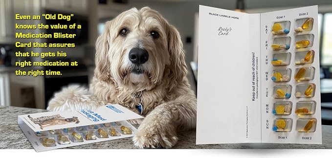 Pet Med Packaging 7-Day 2-Multi Doses Per Day Medication Blister Card Starter Kit - 6 Month Supply of Cards for Your Dog or Cat