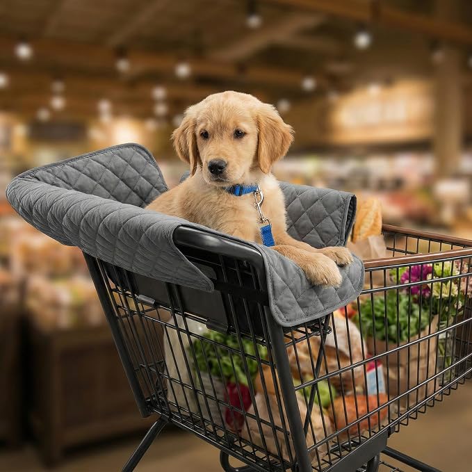 Pet Shopping Cart Cover for Dogs Cats: Soft Breathable Grocery Cart Cover | Hammock, Seat Cushion & High Chair Cover With Storage Pouch, Easy to Attach, Remove & Clean, Machine Washable & Portable