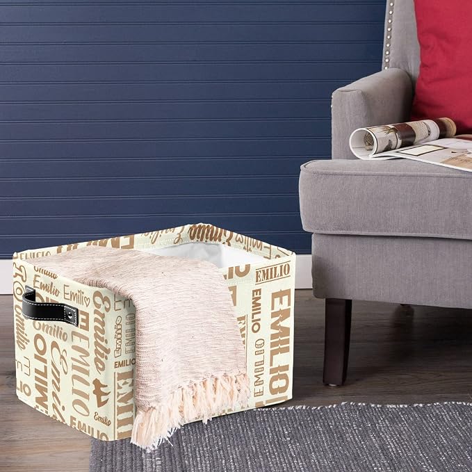 Personalized Toy Box Storage Bins for Boys Girls with Name, Kids Custom Storage Basket Cubes Organizer with Handles, Shelf Closet Storage Baskets Bin Customized Gift, 1 Pack