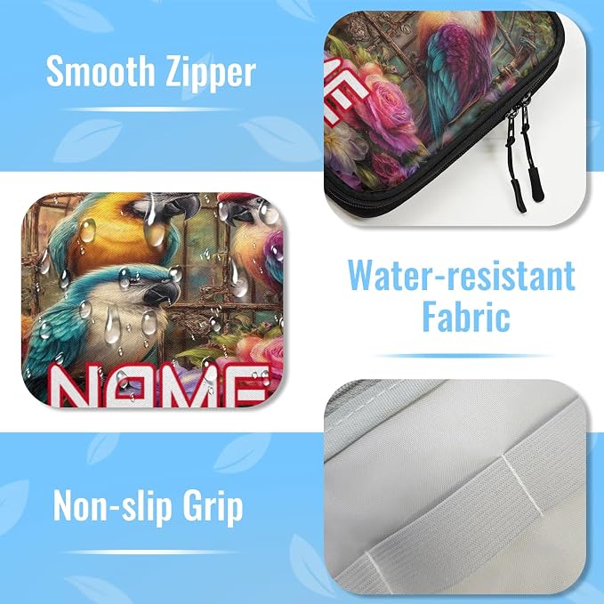 Custom Electronics Organizer Roses Garden Parrots Travel Cable Pouch Large Tech Accessories Case Waterproof Cord Storage Bag for Power Bank Charger Phone Earphone