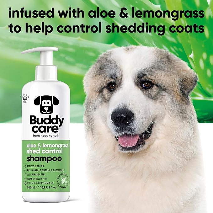 Buddycare Shed Control Dog Shampoo Aloe & Lemongrass Scented | with Aloe Vera and Pro Vitamin B5 (50.72oz)