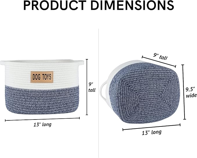 Midlee Two Tone Rope Dog Toy Storage Basket