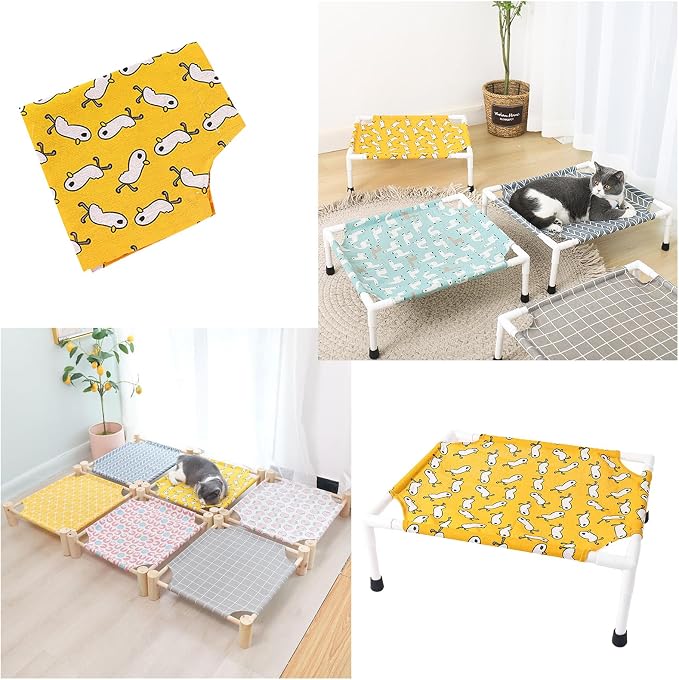 Pet Camp Bed Sheet Replacement Swing Bed, Blue Head, E | Pet Swing Bed Sheet Nylon Sheet for Indoor Sleeping, Small / Middle Size Relaxing, Cartoon Pattern
