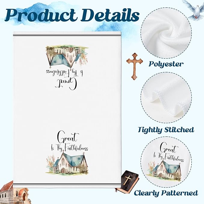GROBRO7 Church Hymn Hand Towels - 6Pcs Christian Religious Kitchen Dishcloths Set Soft Polyester Towel Bathroom Home Dining Table Decorative Tea Party Favors Housewarming Gift for Hostess Men Women