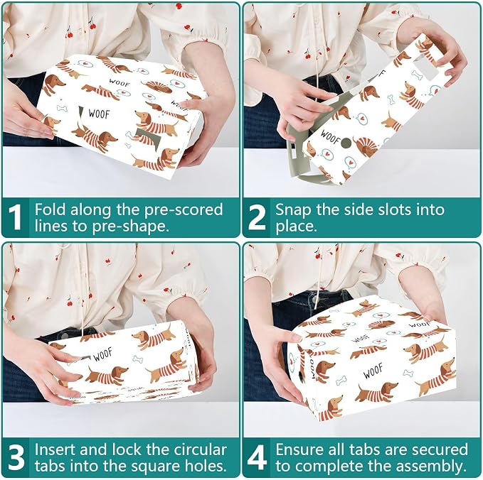 SPRIPORT Cute Pets Dogs White Pattern Water Resistant PP Magazine File Holder Organizer for Desk, Collapsible Storage Rack for School Library Office Document Sorter with Labels 23x30x10cm (3 Pack)