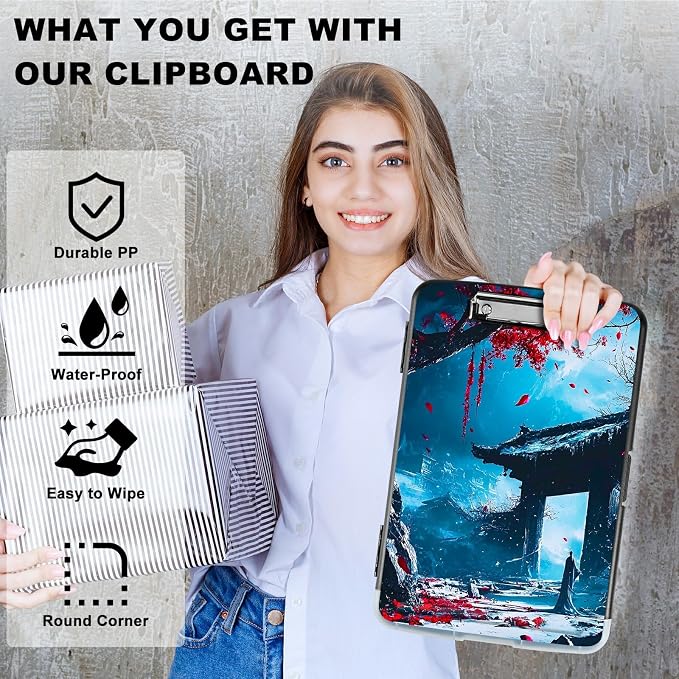 Red Leaf Castle A4 Clipboard with Storage Pen Holder, Clipboards Organizer Nursing Clipboard Foldable File Folder Plastic Clipboard Folio Clip Board for Office Students Classroom Doctor
