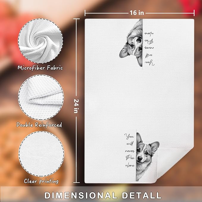 Corgi Dog Hand Towels for Bathroom Decor,Corgi Gifts for Corgi Lovers,Black and White Dog Decorative Hand Towels for Washroom Restroom,16x24 Inch