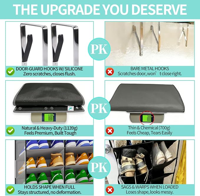 Large Shoe Rack for Door 74 x 24 Inches, Over the Door Shoe Organizer, Heavy-Duty Hanging Shoe Storage for Closet, Extra-Wide 30 Pairs Shoe Holders Fit Family Sneakers Heels Boots - Grey