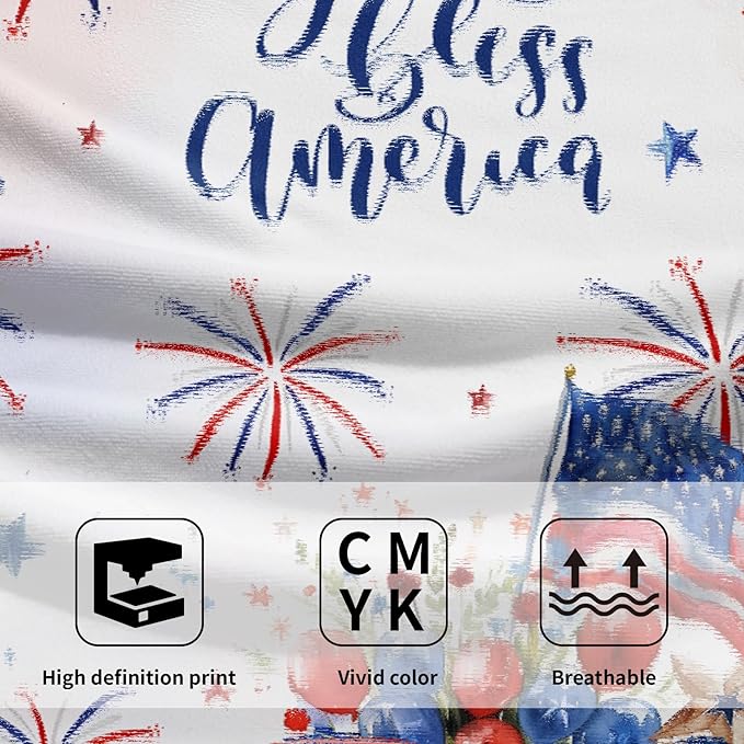 Giwawa 4th of July American Truck Hand Towels Set of 2 Independence Day Bath Towels Soft Absorbent Patriotic Holiday Decorative Fingertip Towels