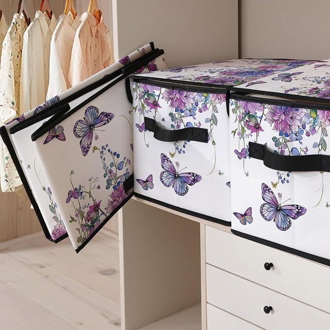 Fabric Storage Bins with Lids,Under Bed Storage Containers 3Pack | Stackable Clothes Storage Bins with Lids,Closet Organizers Fabric Box for Home and Office,Blanket Clothes Organizers