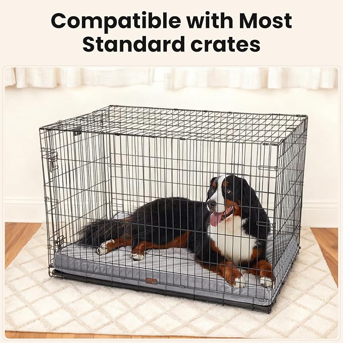 OhGeni Orthopedic Waterproof Large Dog Bed, Memory Foam, 47 inch(Gray) | Machine-Washable Removable Cover in Easy-Clean Fabric, Reversible Memory Foam & Easy-Carry Handle, Suitable for Crate