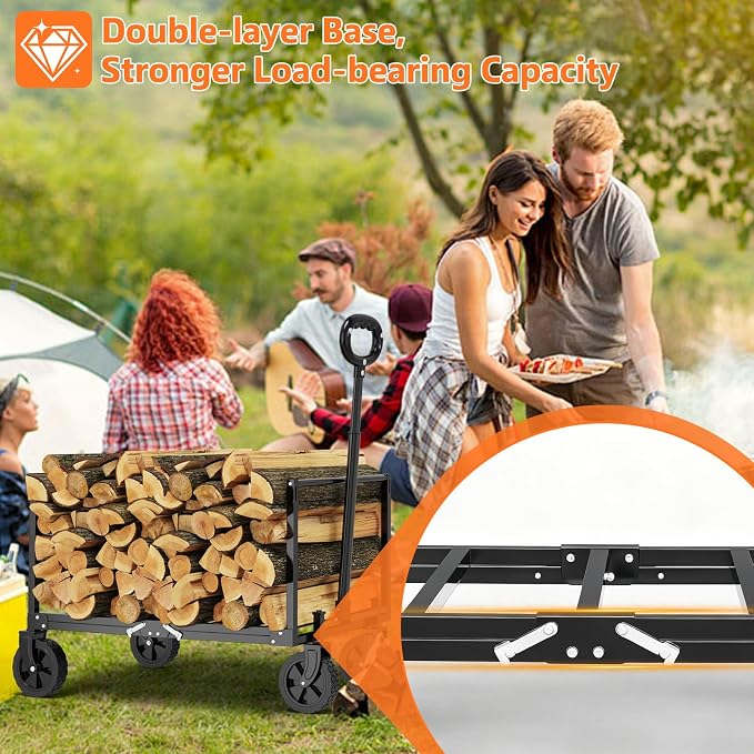 Semoprus 3 in 1 Wagons Carts Foldable,360LBS Beach Cart with Sturdy Wheels | Foldable, Lightweight, Portable, Simple Installation, for Camping Shopping Beach Garden Sports, Black