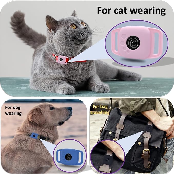 Silicone Case for Tile Mate 2024,Mate 2022 for Dog Collar, Protective Cover Sleeve for tilemate Finder for cat pet Necklace Dropper, Secure tag Holder for Bag (Black,Green,Pink,Blue,4Pack) | silm protective cover sleeve for tilemate finder for cat belt...