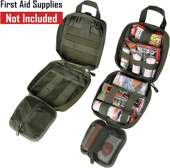 LIVANS 1000D First Aid Bag Empty, Medical Ifak Pouch for Emergency & EMT | Molle Compatible, Rip-Away & Quick-Release Design, Versatile for Tactical, Camping, Hiking and Travel
