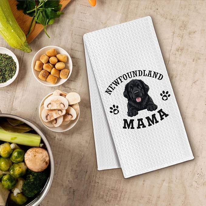 Newfoundland Kitchen Towels, Dog Mama Newfoundland Gifts for Women & Dogs Moms, Dog Lover Gifts Decorative Hand Towels for Bathroom, 16x24 Inch