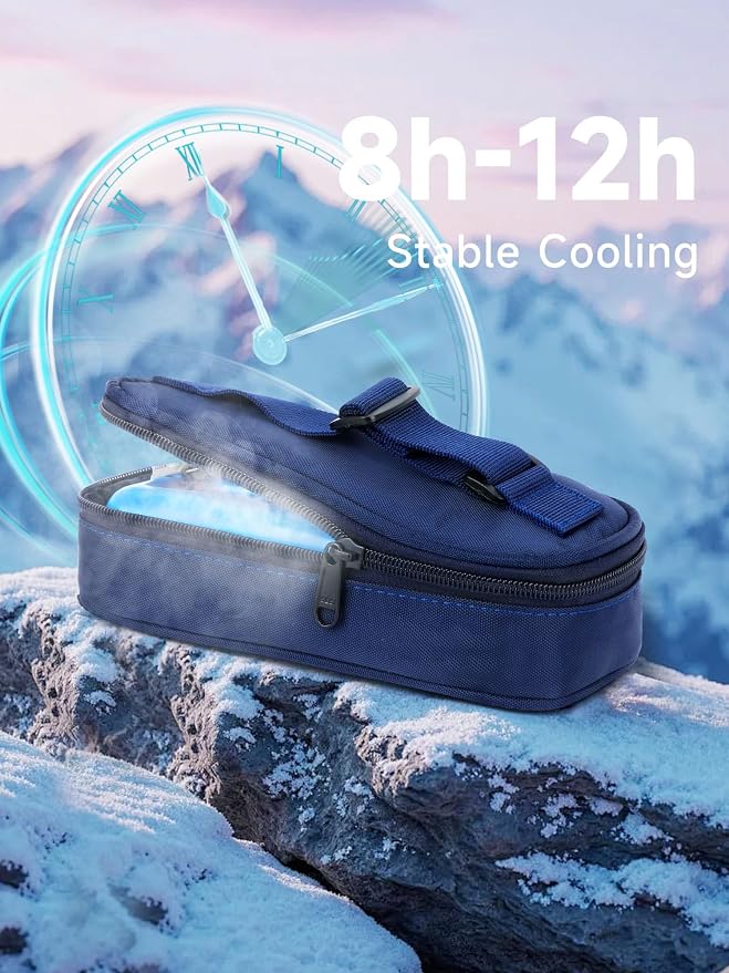 YOUSHARES Insulin Vials Cooler Travel Case - TSA Approved peptide case | Diabetic Med Vial Cooling Bag , Protective Ice Brick, Refrigerated Diabetes Supplies Organizer, Small Bottle Carrying Storage