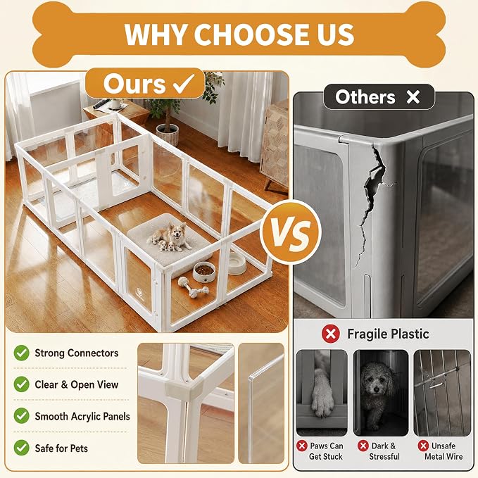 Khaki Buckles Only for Zendova Acrylic Dog Playpen Indoor | DIY Kit Expansion Buckles, Easy Assemble, Durable Replacement Parts for This Set Only, 2 Buckles & 2 Connectors & 2 T-Buckles