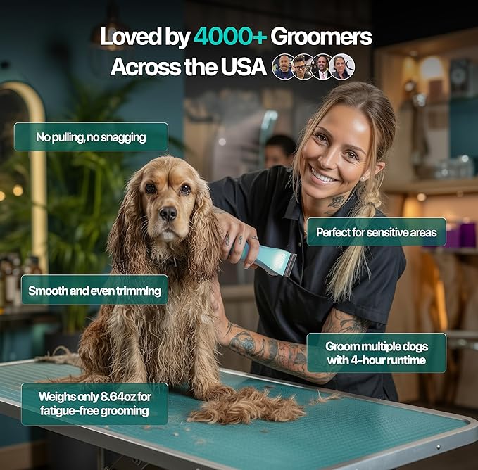 Hornet 5-in-1 Professional Pet Grooming Clipper for Dogs & Cats, Low Noise, Precision Trimmer for Trimming, Shaping & Styling