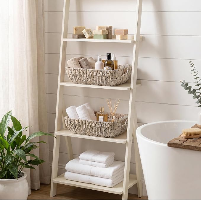 StorageWorks Wicker Baskets for Storage, Storage Baskets for Decor | Wicker Storage Baskets for Shelves, Baskets with Wooden Handles, 2-Pack Gifts Basket for Home Decor, Hand-Woven Basket