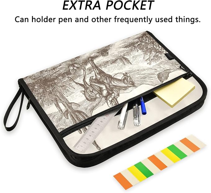 Cowboy Riding in Desert Expanding File Folder with Sticky Labels, 13 Pockets Accordion File Folder Document Organizer Expandable Zip File Folder with Zipper Closure