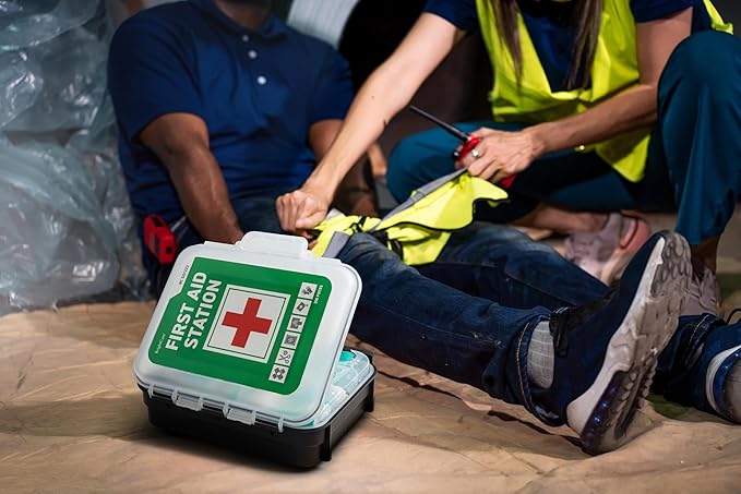 Large First Aid Kit Cabinet, Wall Mountable & Portable, OSHA Compliant | Tilting Shelves, Mounting Hardware Included, For Business, Office, School, Warehouse & Workplace