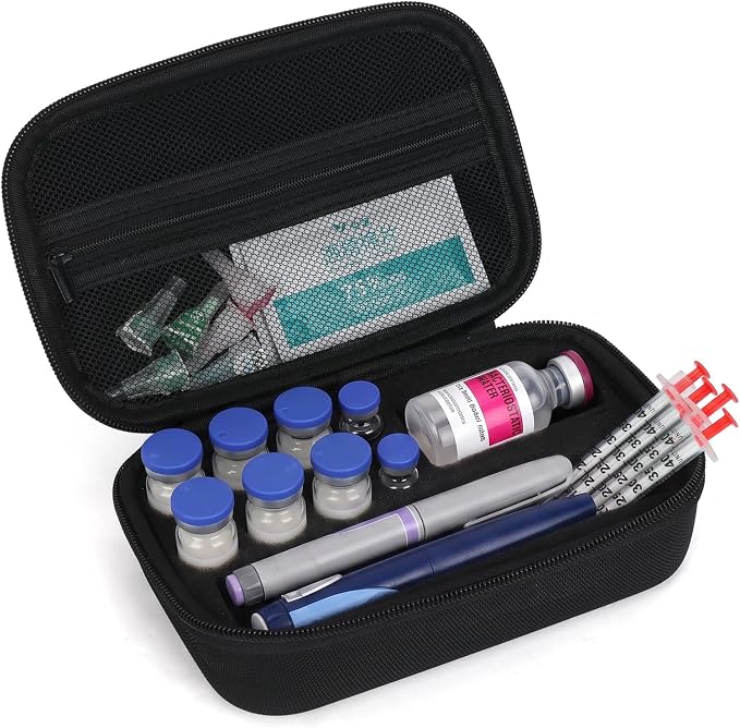 Peptide Case for Fridge & Travel, Dual 3ml 10ml 30ml Vial Case Organizer for BAC Water for Peptides, 8+1 Slots Injection Travel Kit with Room for Syringes & Skin Prep Wipes