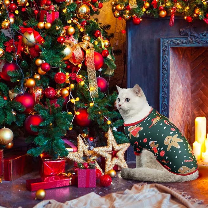 6 Pieces Christmas Dog Clothes Pet Shirts Breathable Puppy Vest Printed Christmas Snowman Reindeer Santa Claus Dog Shirts for Soft Outfit Dogs and Cats (M (5.5-8.8lbs))