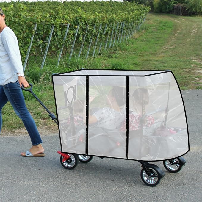 Qivine Waterproof PVC Wagon Cover, Clear, Universal Fit, 43 * 20 * 29 Inch, Garden Carts Cover
