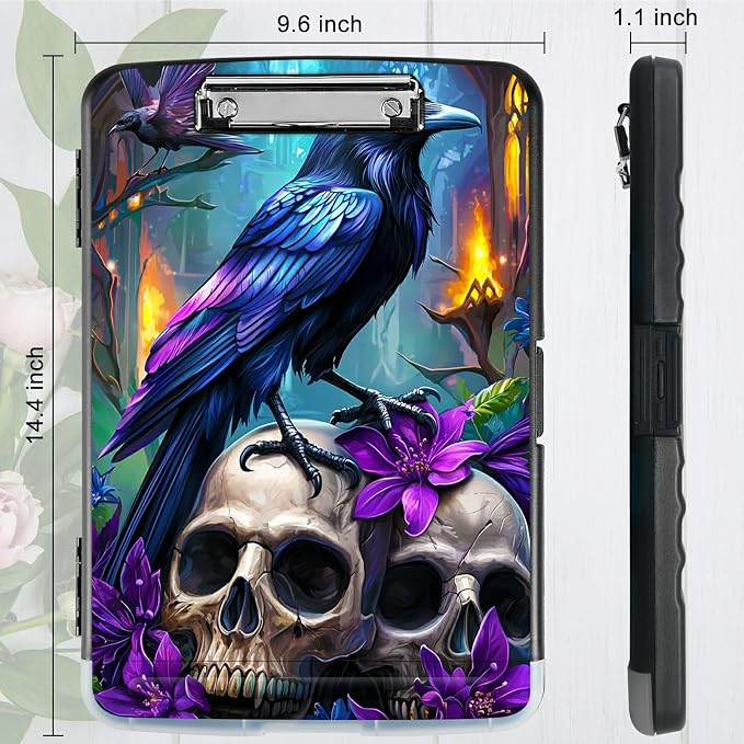 Purple Flower Eagle A4 Clipboard with Storage Pen Holder, Clipboards Organizer Nursing Clipboard Foldable File Folder Plastic Clipboard Folio Clip Board for Office Students Classroom Doctor